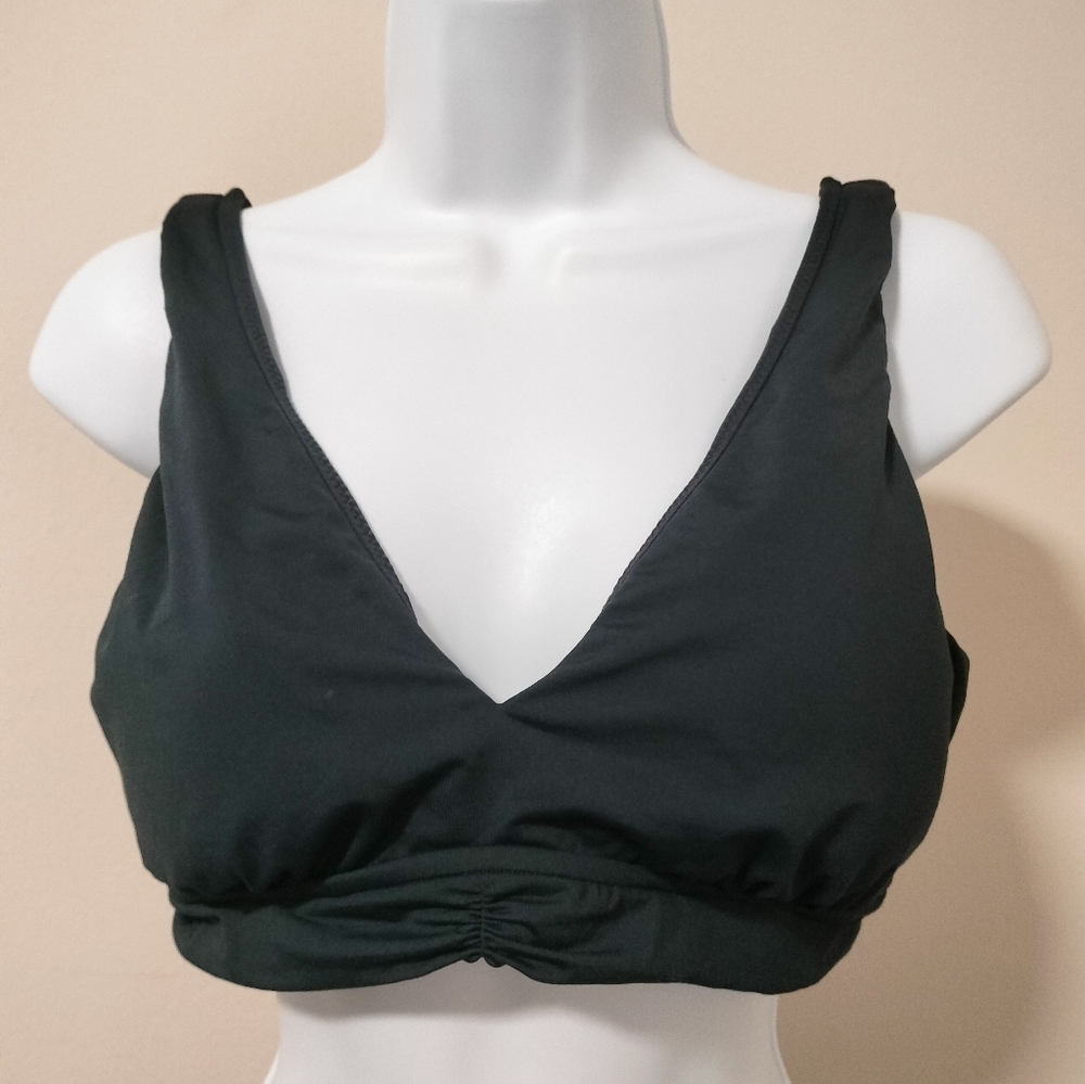 Seafolly Women's Black Banded Triangle Bikini Top Swimwear V-Neck Sports Bra 14